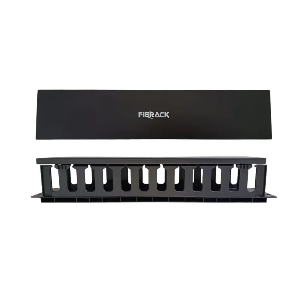 Organizador de Cable Horizontal 2UR para Rack 19” PVC Retardante Gestión de Cableado / FIBRACK