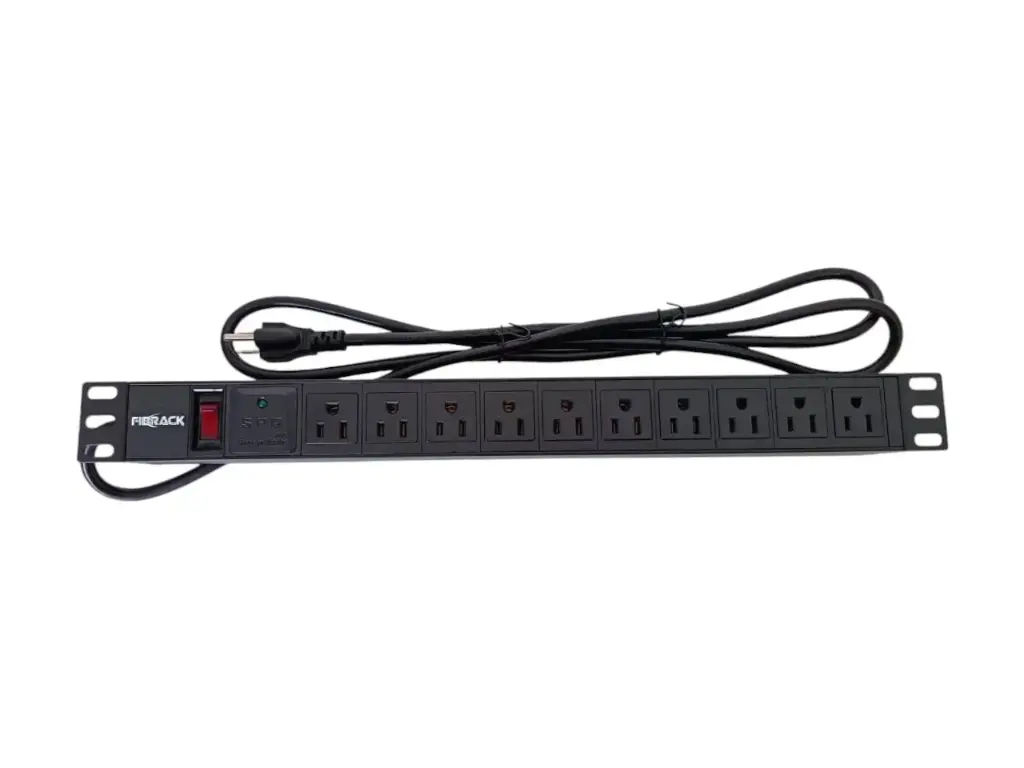 PDU Horizontal 1U 15A 125V con Supresor de Picos para Rack 19” / FIBRACK FPD10-15