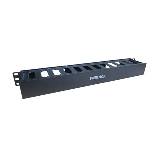 Organizador de Cable Horizontal 1UR para Rack 19” Acero Negro Gestión de Cableado / FIBRACK