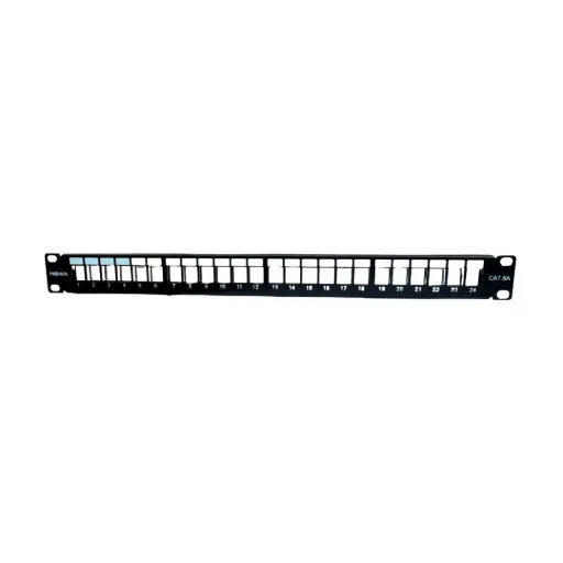 Patch Panel Blindado Cat 6A 24 Puertos RJ45 1U para Rack 19" / Fibrack