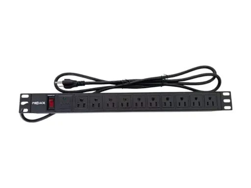 PDU Horizontal 1U 15A 125V con Supresor de Picos para Rack 19” / FIBRACK FPD10-15